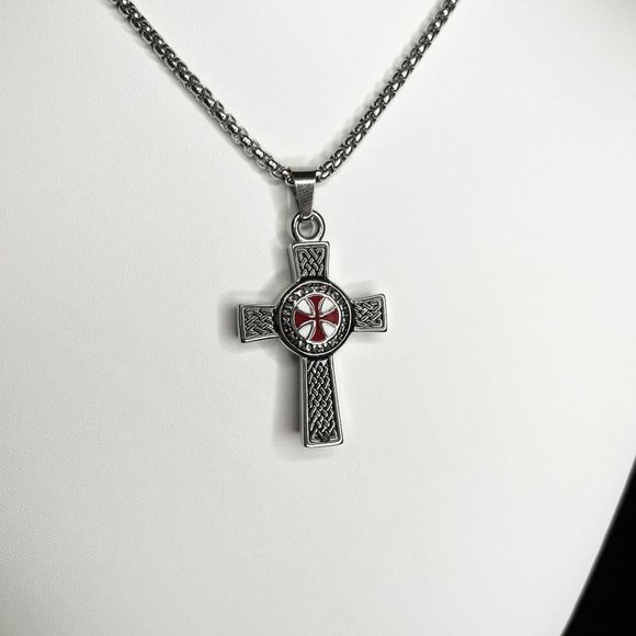 Crusade Cross Pendant Necklace Mens Womens 316l Stainless Steel Waterproof Cross - Picture 4 of 7